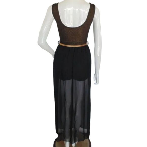 new MADRAG Romper, S, Bronze/Black mesh skirt, Sleeveless, Shorts, Metal Belt - Picture 5 of 14